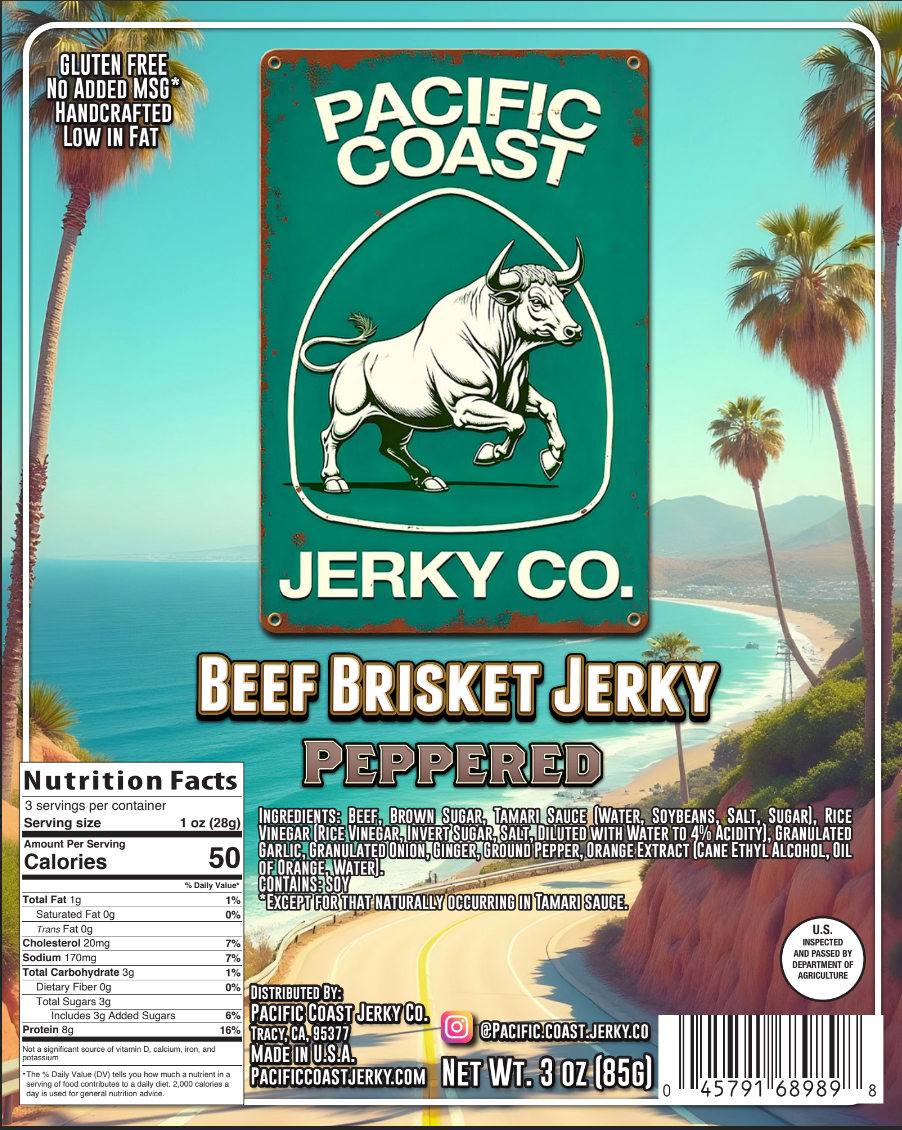 Peppered Beef Brisket Jerky 3oz
